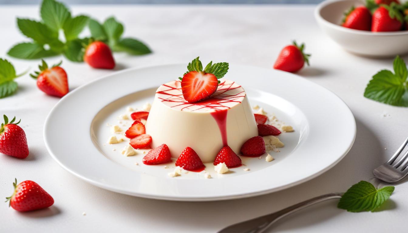 Çilek ve Beyaz Çikolata ile Hafif Panna Cotta